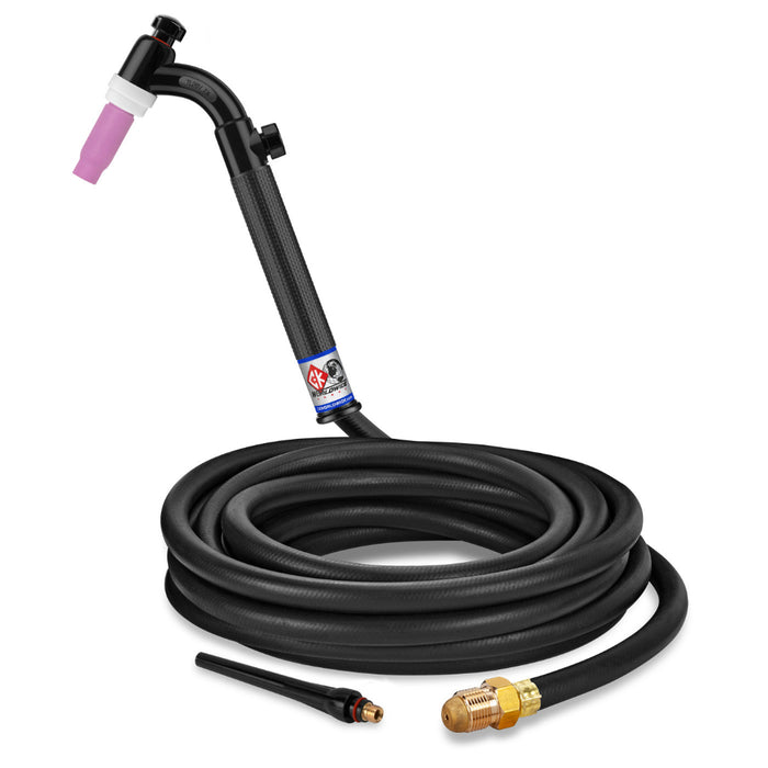 CK Worldwide Trim-Line 26 Flex Head TIG Torch with gas valve and 25 foot rubber power cable