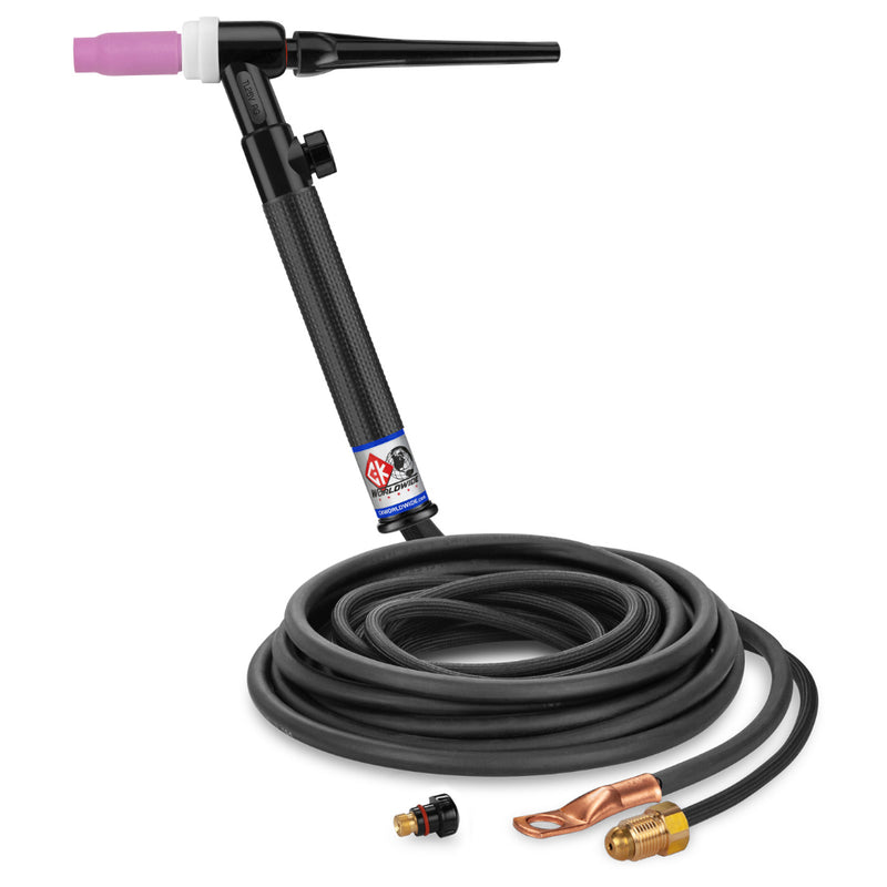 CK Worldwide Trim-Line 26 TIG Torch with gas valve and 12.5 foot 2 piece superflex power cable