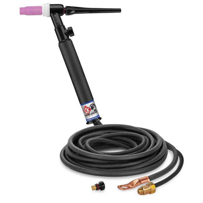 CK Worldwide 26 TIG Torch with gas valve and 12.5 foot 2 piece superflex power cable