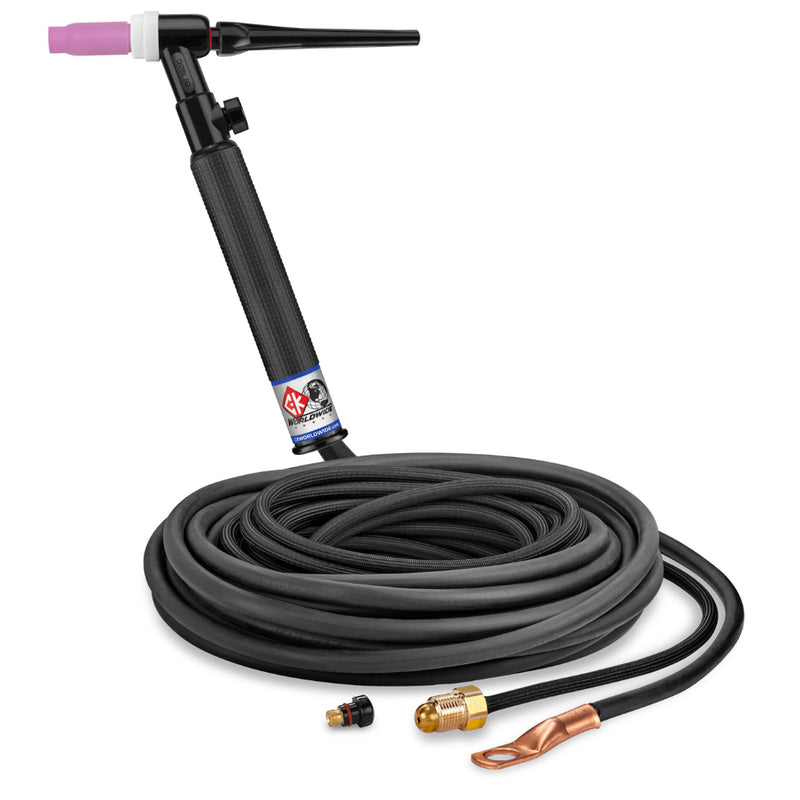 CK Worldwide 26 TIG Torch with gas valve and 25 foot 2 piece superflex power cable