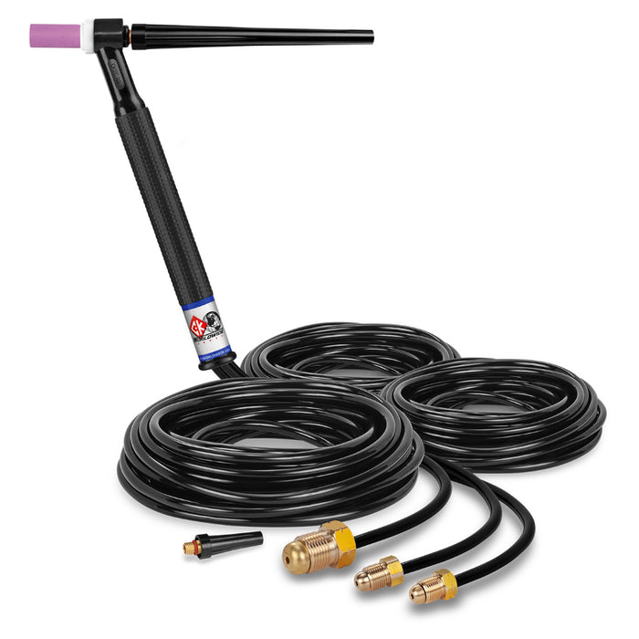 CK Worldwide 20 water cooled TIG Torch with 25 foot rubber hoses