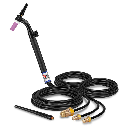 CK Worldwide 20 water cooled Flex Head TIG Torch with gas valve and 12.5 foot rubber hoses
