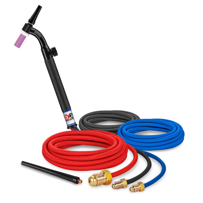 CK Worldwide 20 water cooled Flex Head TIG Torch with gas valve and 12.5 foot superflex hoses