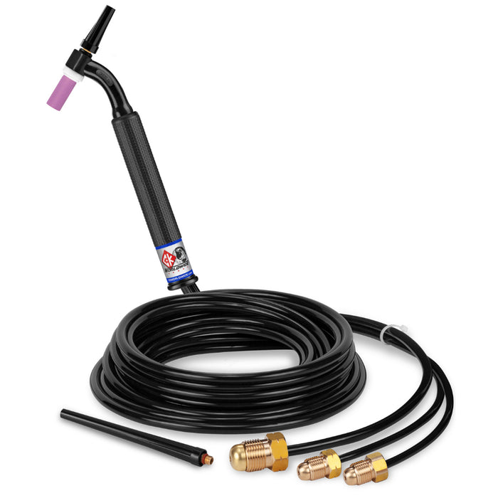 CK Worldwide CK230 300 amp water cooled Flex Head TIG Torch with 12.5 foot rubber hoses