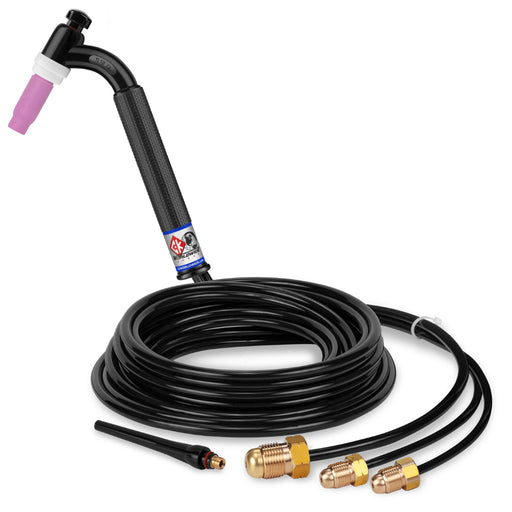 CK Worldwide Trim-Line 18 Water Cooled Flex Head TIG Torch with 12.5 foot rubber hoses