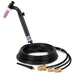 CK Worldwide Trim-Line 18 Water Cooled Flex Head TIG Torch with gas valve and 12.5 foot rubber hoses