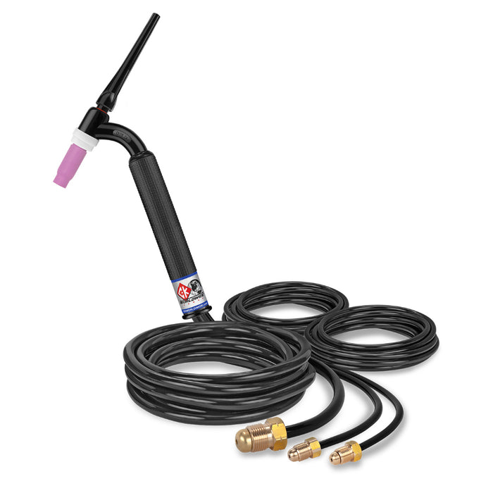 CK Worldwide 18 water cooled Flex Head TIG Torch with 12.5 foot rubber hoses