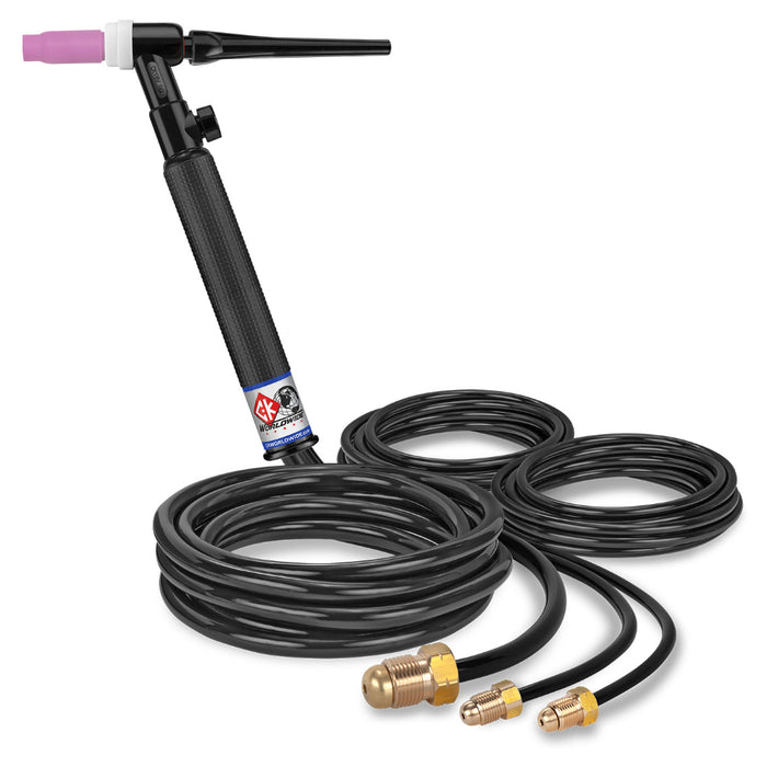 CK Worldwide 18 water cooled TIG Torch with gas valve and 12.5 foot rubber hoses