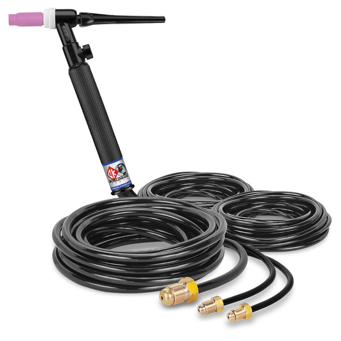 CK Worldwide 18 water cooled TIG Torch with gas valve and 25 foot rubber hoses