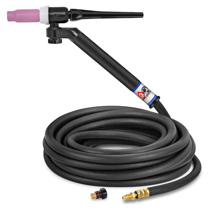 CK Worldwide FL150 Flex Loc TIG Torch with swivel head and 25 foot rubber power cable