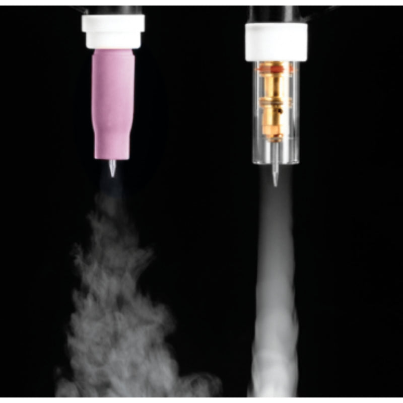 comparison of shield gas coverage between old consumables and ck worldwide gas saver