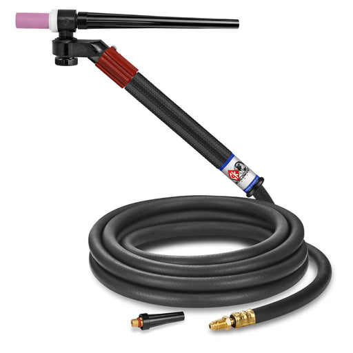 CK Worldwide FL130 Flex Loc TIG Torch with swivel head gas valve and 12.5 foot rubber power cable