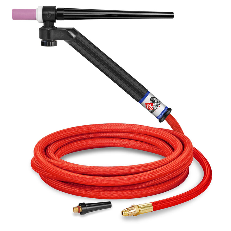CK Worldwide FL130 Flex Loc TIG Torch with swivel head and 12.5 foot superflex power cable