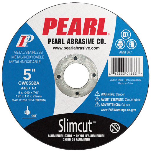 Pearl Slimcut Aluminum Oxide cut-off wheels, Available in both flat and depressed centers. 