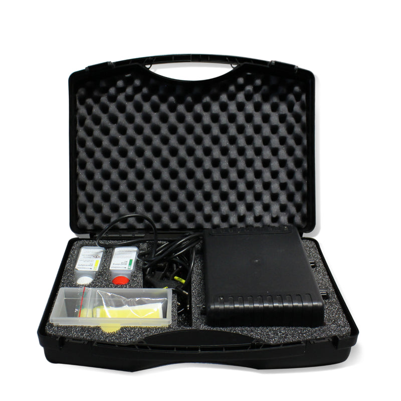 cougartron MK612 metal etching machine with tools and acid solution inside carrying case