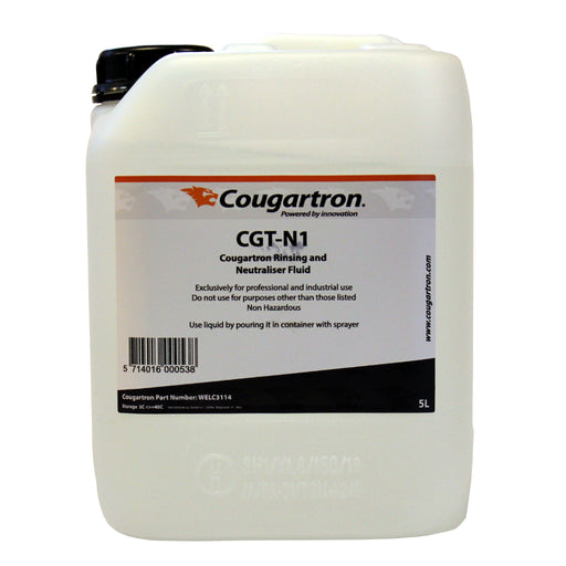 5 liter jug of cougartron CGT-N1 post weld cleaning neutralizing fluid
