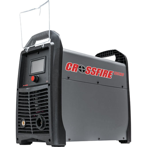 crossfire 105hd plasma cutter showing control screen and crossfire logo