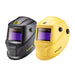 2 ESAB Savage A40 Welding helmets side by side one black one yellow