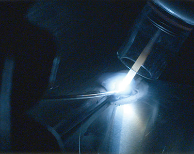 view of tig welding through esab sentinel a50 welding helmet