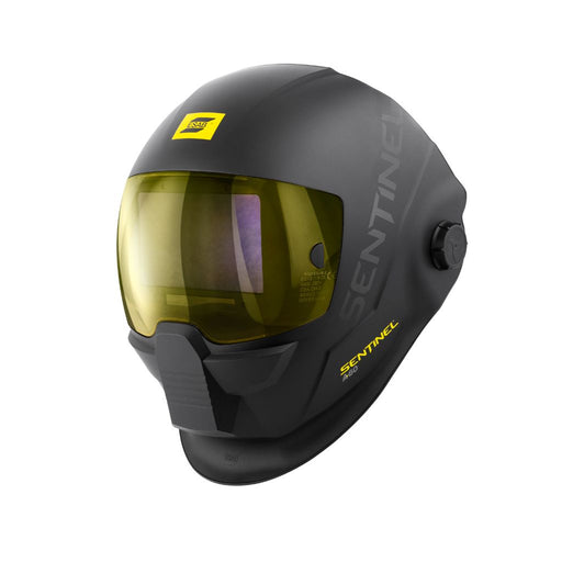 angled view of esab sentinel a60 welding helmet