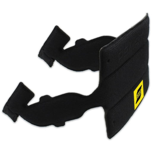 rear sweat band for esab sentinel a60. black fabric with two arms and yellow esab logo showing