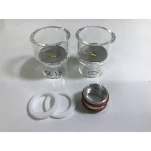 EDGE Size #15 Pyrex TIG cups with edge diffuser heat shield and 920 adapter