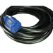 tightly coiled black rubber extension with female end of nema 6-50 plug
