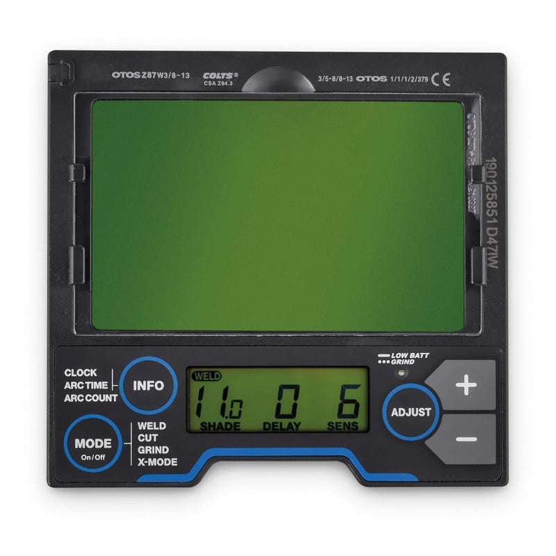 lens of miller t94i welding helmet showing internal controls