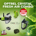 promotional image for an optrel crystal welding helmet with fresh air supply grinding shield headgear upgrade and carrying bag