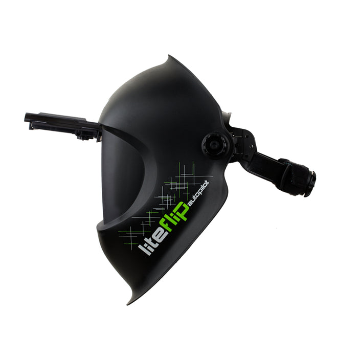 optrel liteflip welding helmet with flip up window open side view