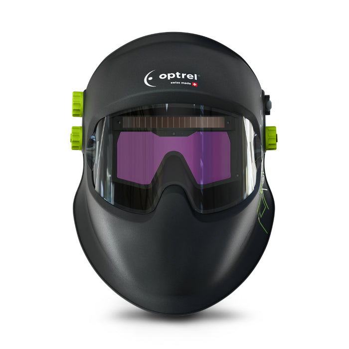 optrel panoramaxx 2.5 welding helmet front view showing nose cutout