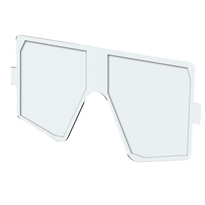 Optrel Panoramaxx cheater lens. Clear plastic in a goggle shape with magnifying lens over eyes