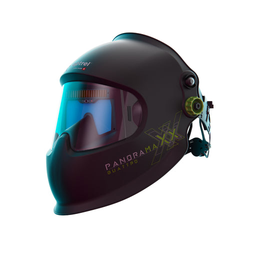 Optrel panoramaxx quattro welding helmet left side view showing panoramaxx logo