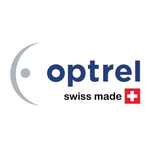optrel logo including swiss made text and small flag of switzerland