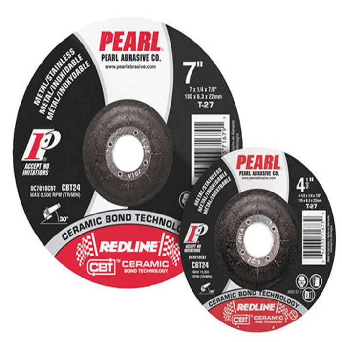 two pearl redline grinding wheels side by side