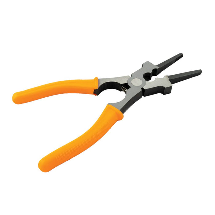 Handheld MIG pliers with 8 functions and orange rubber grips