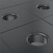 close up of machined top holes and grid on system 28 siegmund welding table