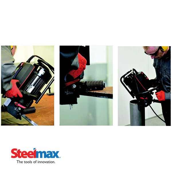 Steelmax BM20 Plus portable beveling machine in use