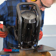 Steelmax BM21 portable beveling machine in use