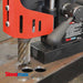 Steelmax D1 automatic feed portable magnetic drill press - two holes cut in square pipe