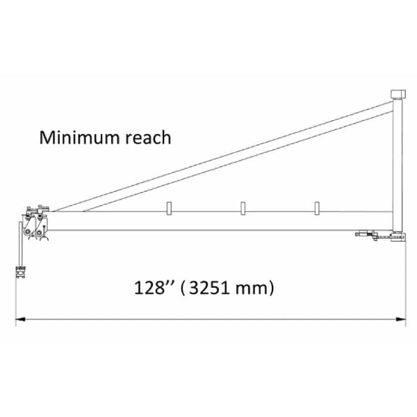 diagram with 128" dimension for steelmax mig wire feeder boom