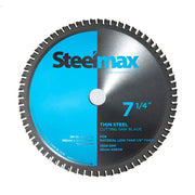 7-1/4 inch Steelmax tungsten carbide tipped TCT metal cutting saw blade for thin steel. Round blade for chop saw and circular saw.