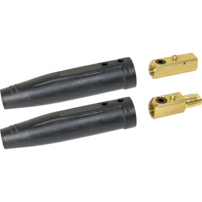 tweco style cable connectors showing brass fittings with set screw separated from plastic housing