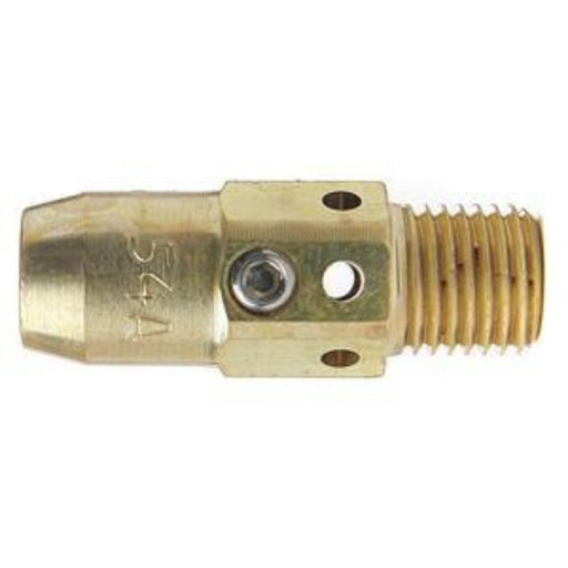 brass threaded diffuser with 54A part number stamped in to it and set screw visible