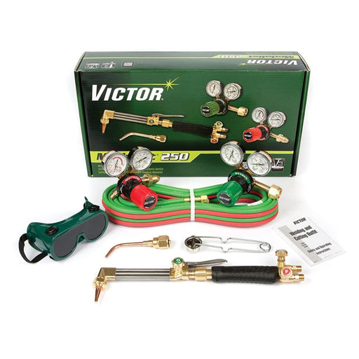 G250 Victor oxy-acetylene torch kit showing Victor G250 regulators and cutting torch