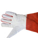 palm of weldready premium tig welding gloves showing the angle of the thumb and reinforced pad on palm