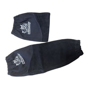 Weldready flame retardant sleeves, one folded over, showcasing the Weldready logo