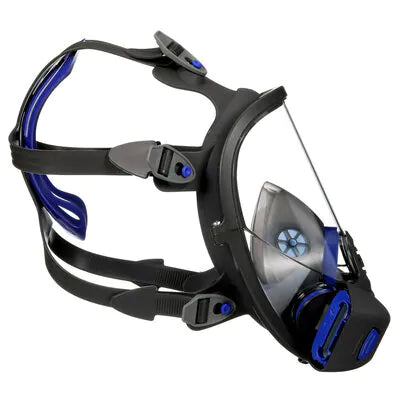 side view of 3M FF-800 respirator with integrated face shield