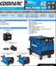 one page sheet showing specifications of comparc multiarc 652 heavy industrial mig welder