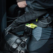 optrel welding helmet connected to human waist using the parking buddy